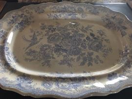 Asiatic Pheasant blue transferware (J.M. & S.)