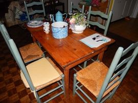 Old Pine table with 6 chairs