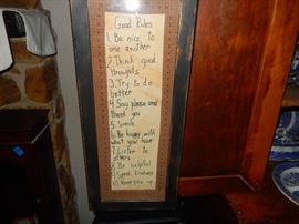 Rules to follow ! Over 100 years old, hand stitched