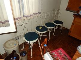Set of 4 old ice cream parlor chairs