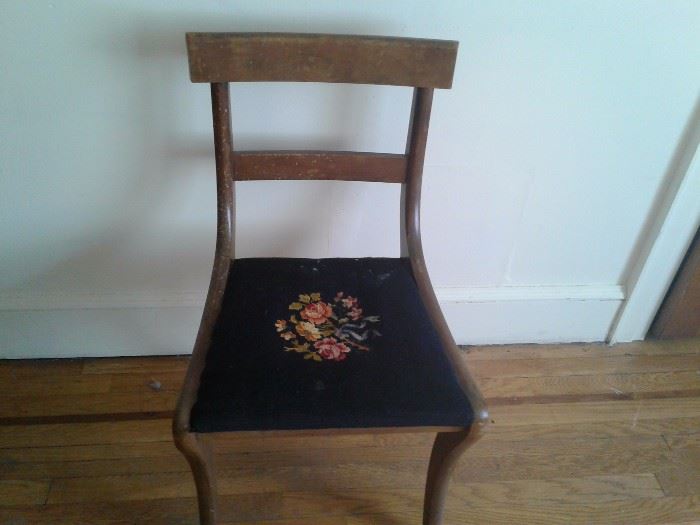 Chair with needlepoint cushion