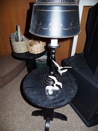 Tin lamp with one of a kind side table, two available