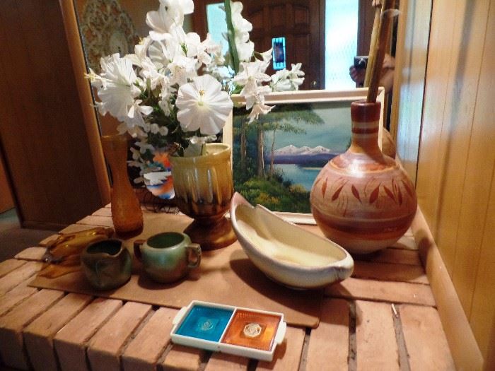 A selection of pottery and fun collectibles