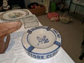 Stork club ashtray, ad for Chesterfield cigarettes