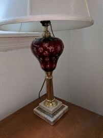 cranberry glass lamp