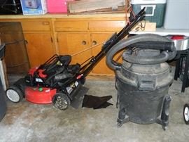 Troy-bilt like new lawn mower & wet/dry vac