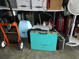Vintage suitcases, dolly