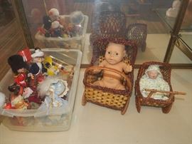 Dolls in baskets & parts to make dolls