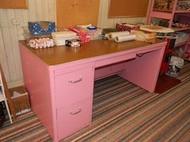 Lovely pink metal desk and shelves