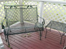 Wonderful metal bench & table on deck 