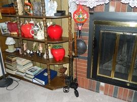 Shelves are full of glass and collectibles