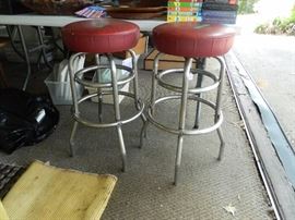 Red leather stools