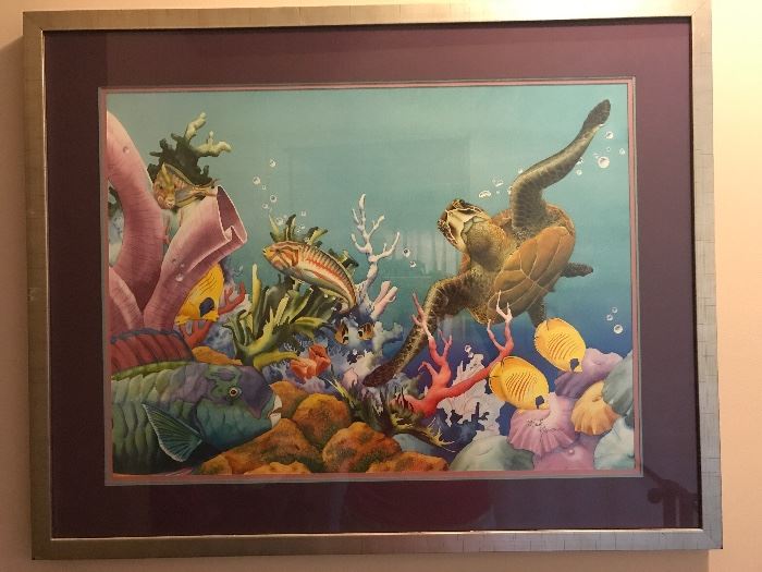 Fun underwater framed artwork. 