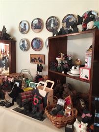 A wonderful Scottie Lamp, small oak bookcase and lots more Scottie collectables.