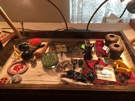 Showcase full of interesting items.