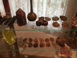 A close look at the Ammonites, AMethist Quartz Crystal, Natural Obsidian Quartz Crystal