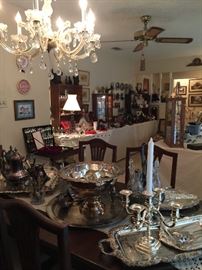 Looking over the dinning room table with the Scottie collectables in the background