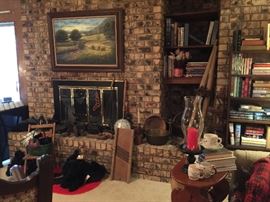 Original Oil, lots of metal Scottie items, old kitchen items, small child chair, soft toy Scotties.