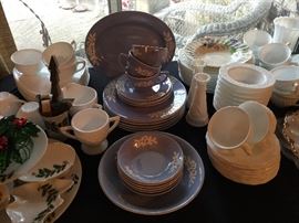 Carv-Kraft by Harker, White Rose pottery, wonderful milk glass and Christmas china