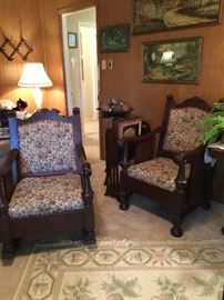 The arm chair and rocking chair that match the sofa.