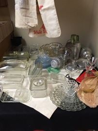 Vintage Westinghouse, Fire King refrigerator glass containers, bubble glass, vintage bar ware