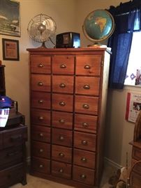 Entertainment center, vintage fan, vintage globe, bakelite radio