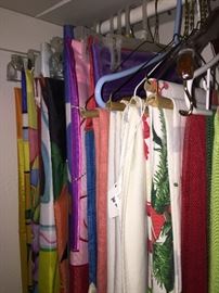 Seasonal flags, vintage table clothes