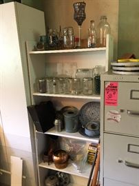 Mason and Ball jars, enamel ware, bottles