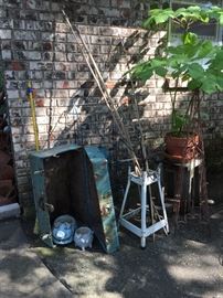 Old trunk, more pigs, metal items