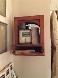 Telephone Nook, old tin collection, books,
