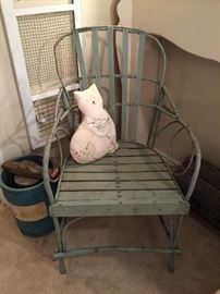 Twig chair, needlepoint cat