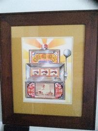 painting of slot machine celebrating the opening of Las Vegas Downs race track