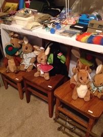 Stuffed animals and small chairs