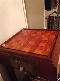 Checker board table (made from vintage mail boxes)