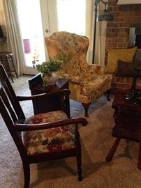 Antique chair and small side cabinet