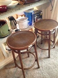 Bentwood bar stools; many small appliances