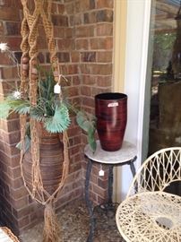 Hanging basket holder; small table