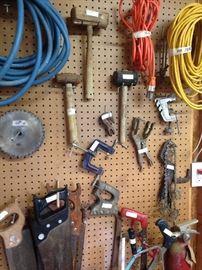 Clamps, saws, cords, etc.