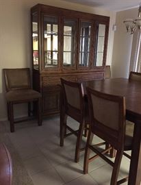 Huntington Dining Room: Oak Hutch, Pub Table (SOLD) w Insert, 6 Chairs and Custom Table Protectors