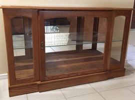 Lighted Oak and Glass Display Cabinet
