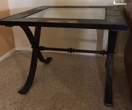 Leather Sofa
Leather Loveseat
Leather Chair and Ottoman
Coffee Table Slate Edge, Beveled Glass, Metal Base
Slate Edge, Beveled Glass, Metal Base End Table (2)
Ceramic Table Lamp