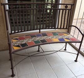 Mexican Tile and Iron Bench Custom Made