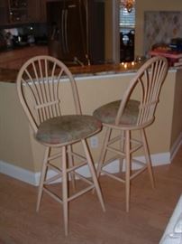 Sturdy pair of wooden bar stools