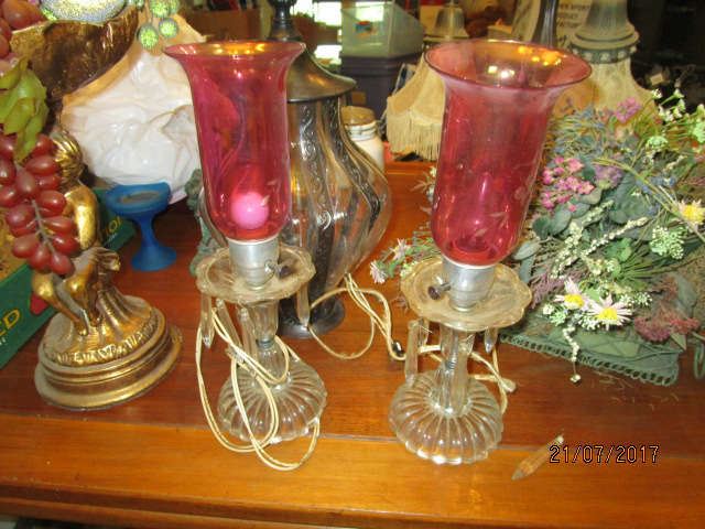 Vintage crystal % prism boudoir lamps