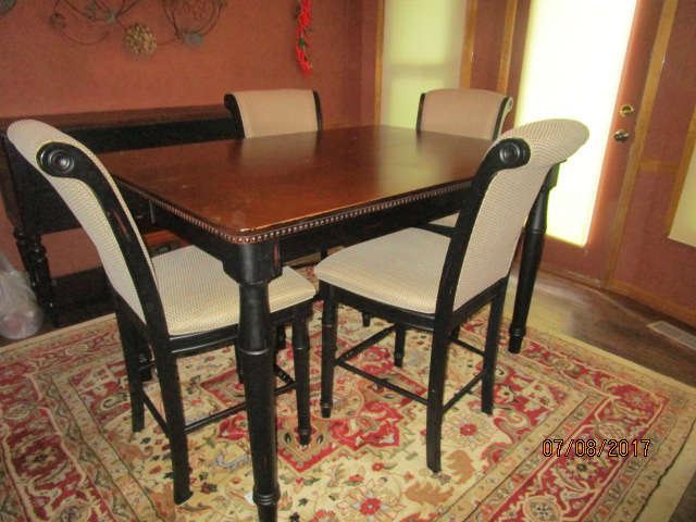 Dining table with 4 of the 6 chairs (2 not pictured)
