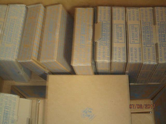 Blue willow China still in boxes