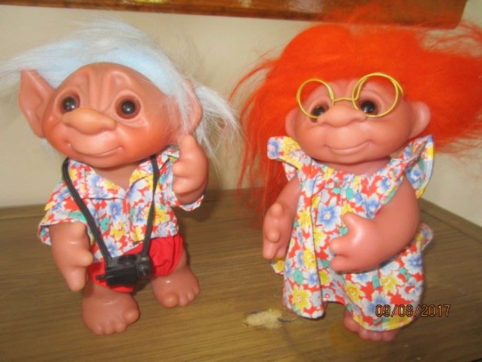 1977 Thomas Dam Trolls - about 6" -7" tall, Made in Denmark