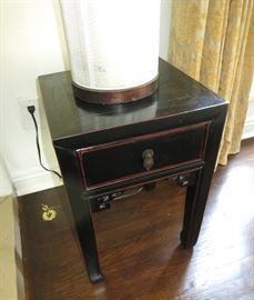 Pair of Antique Black Lacquer Chinese Side Tables