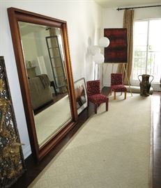 25 Foot long Runner; Large Copper Frame Beveled Mirror; Mid-Century 3 - Globe Floor Lamp