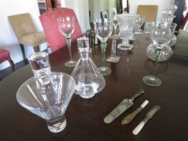 New Modern Decanters; Pearl Handled Butter Knives